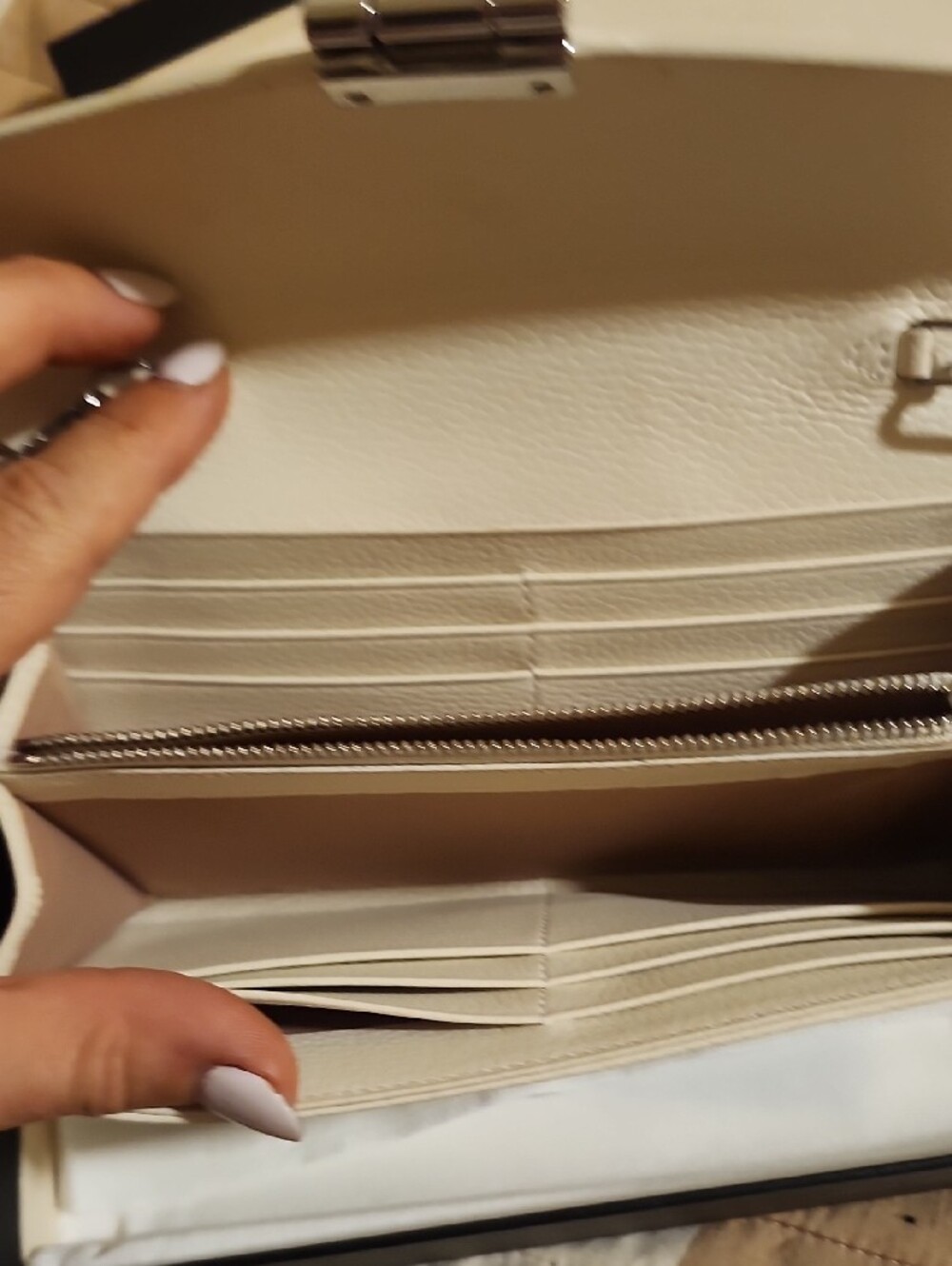 MCM White Logo Leather Envelope Crossbody with Silver Chain - Picture 5 of 7